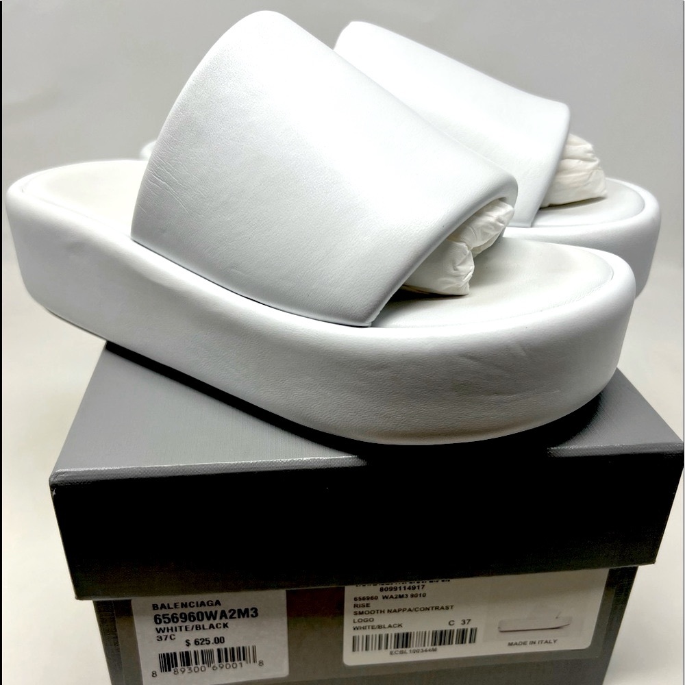 Balenciaga White Platform Slides